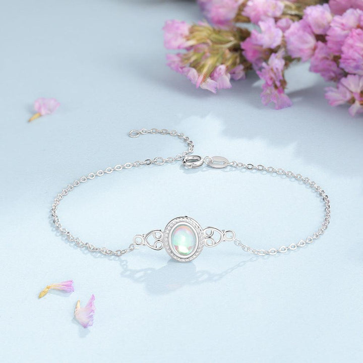 S925 Silver Bracelet Oval Moon Stone - Mamofa Global Store