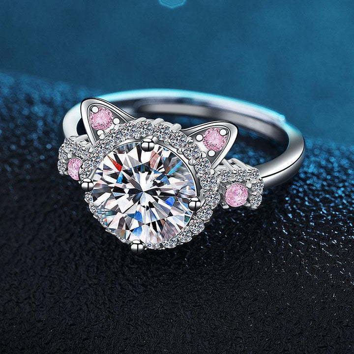 Women's Cute Kitten Open Ring - Mamofa Global Store