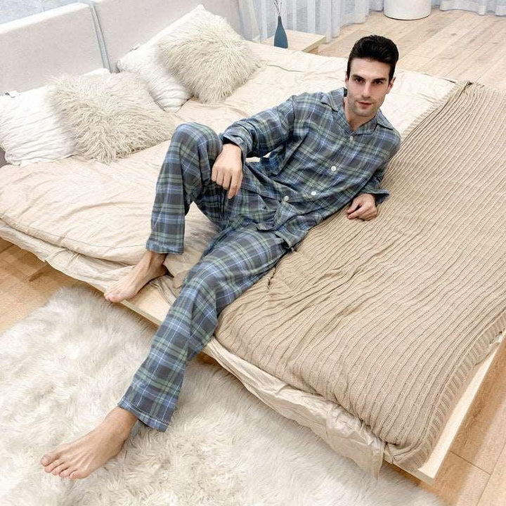 Men's Warm Cloth Flannel Pajama Suit - Mamofa Global Store