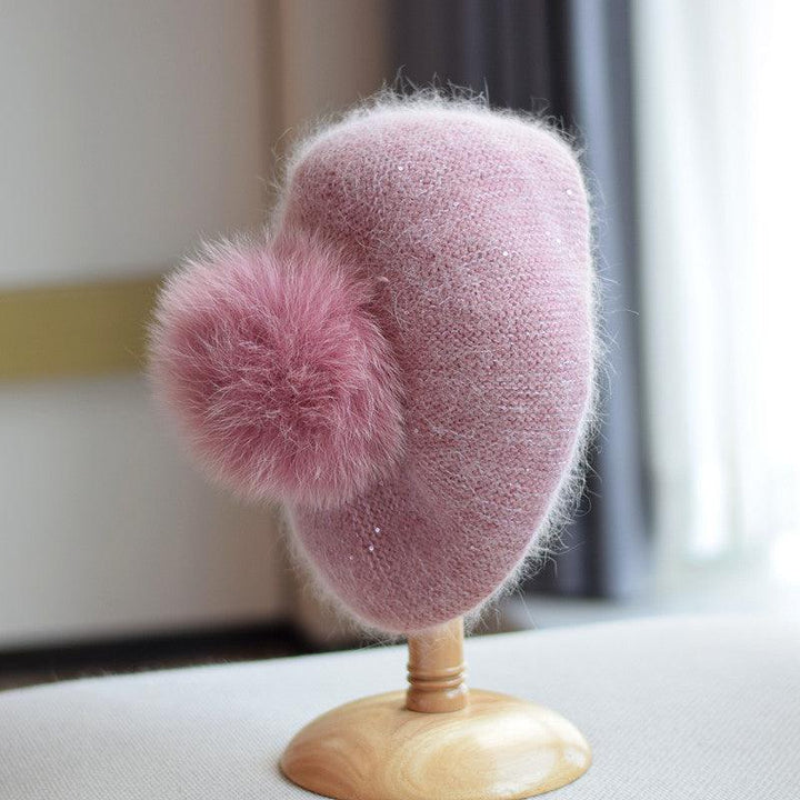 Rabbit Hair Knitted Sequin Beret - Mamofa Global Store