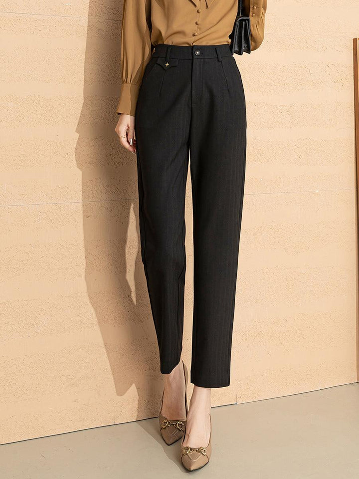 Women's Fashionable High Waist Straight Drape Nine-Point Pants - Mamofa Global Store