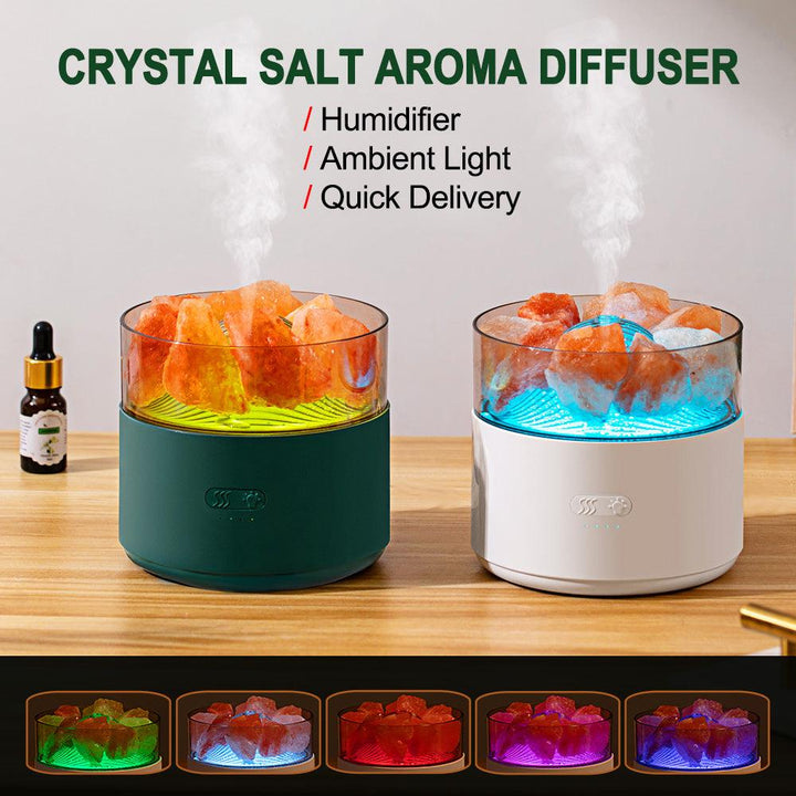 Cool-Mist Impeller Air Humidifier Crystal Salt Aroma Diffuser Incense Machine Fogger Essential Oil Lamp Difusor Ambient Light - Mamofa Global Store