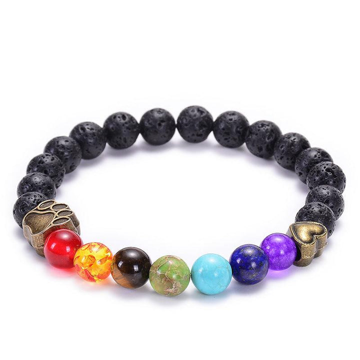 Dog's Paw Peach Heart Lava Volcanic Rock Energy Yoga Bracelet - Mamofa Global Store