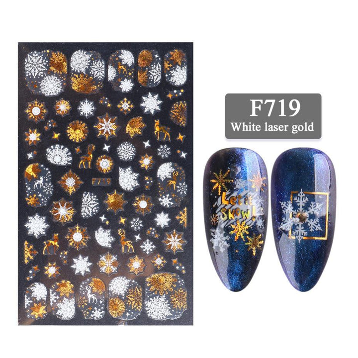 New Nail Stickers 3D Series Two-color Golden Laser Snowflake Thin Stickers Nail Art Design Nail Art Stickers - Mamofa Global Store