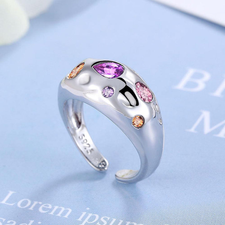 Colorful Rhinestones Rings For Women Temperament Niche Luxury Opening Ring - Mamofa Global Store