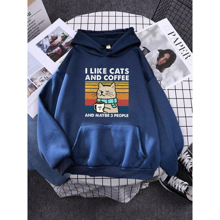 I Like Cats And Coffee Printed Women Hoody - Mamofa Global Store