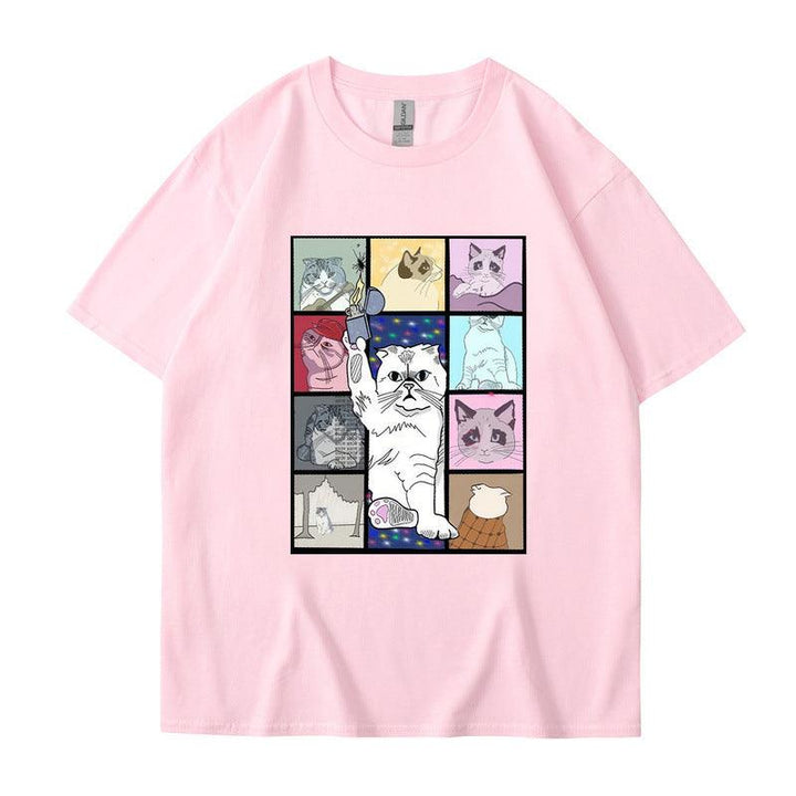 Animal Dog Cat Printed T-shirt Loose Hip Hop Street - Mamofa Global Store