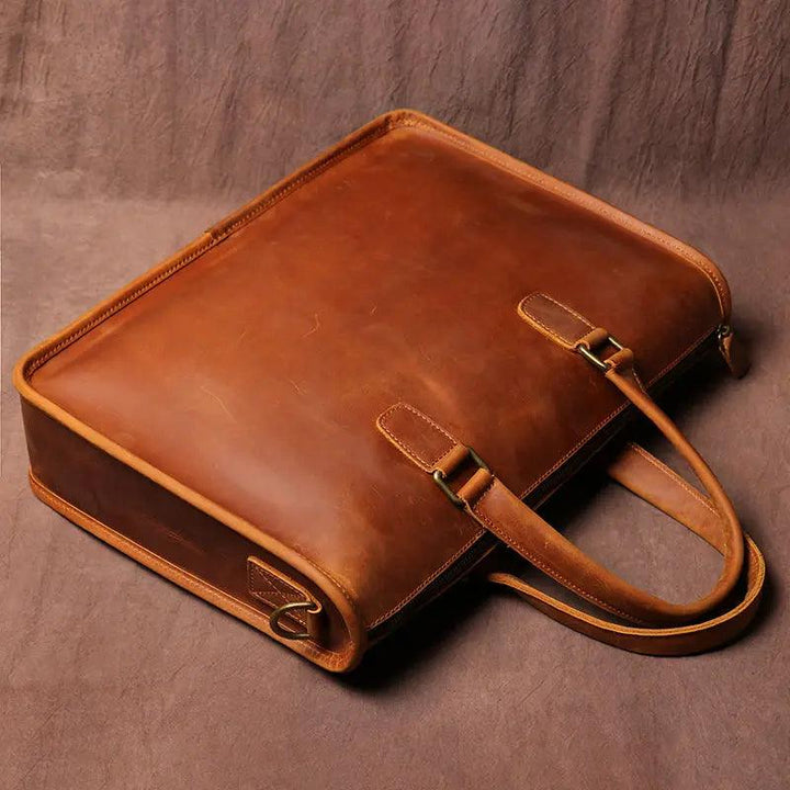 Men's Bag Crazy Horse Leather Briefcase For Laptop - Mamofa Global Store