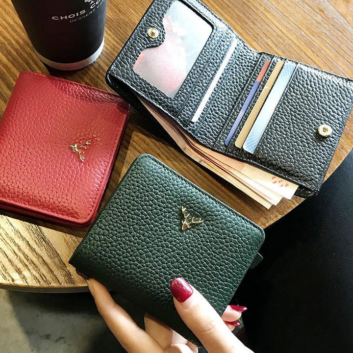 Leather Small Folding Women's Short Ultra-thin Mini Coin Purse Korean Fashion Wallet - Mamofa Global Store