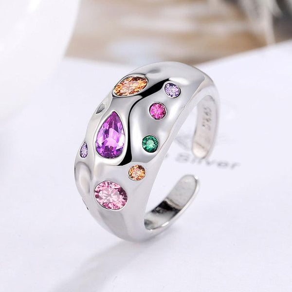 Colorful Rhinestones Rings For Women Temperament Niche Luxury Opening Ring - Mamofa Global Store