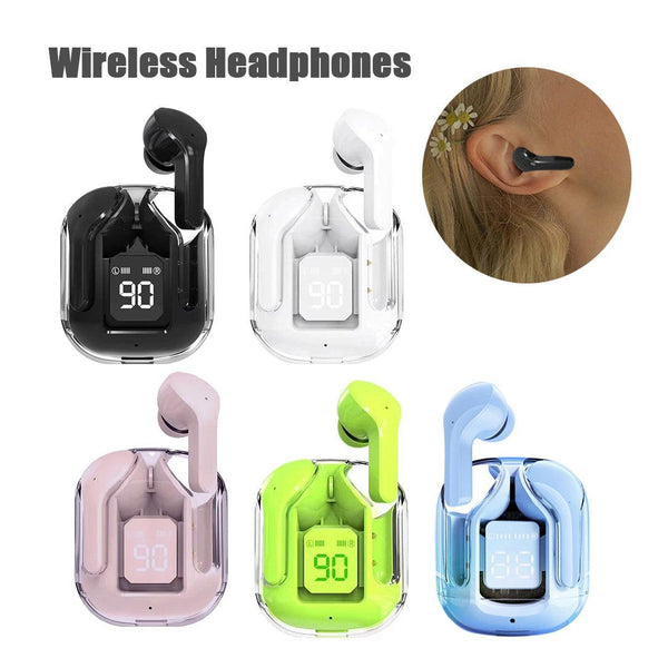 New Mini Transparent Wireless Bluetooth Headset Digital Display ENC Noise Reduction True Wireless Sports Music - Mamofa Global Store