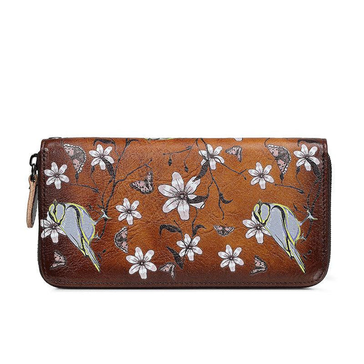 Women's Fashion Vintage Zipper First Layer Cowhide Wallet - Mamofa Global Store