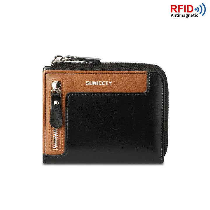 Men's Short Fashion Leather Zipper RFID Wallet - Mamofa Global Store