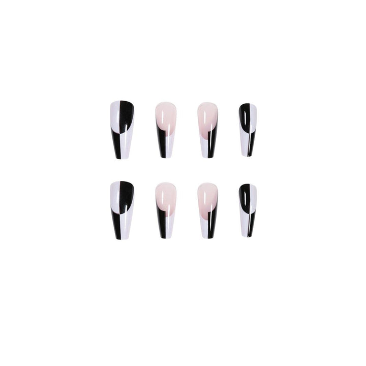 Simple Black And White Color Matching Long Nails Removable Nail Tip - Mamofa Global Store