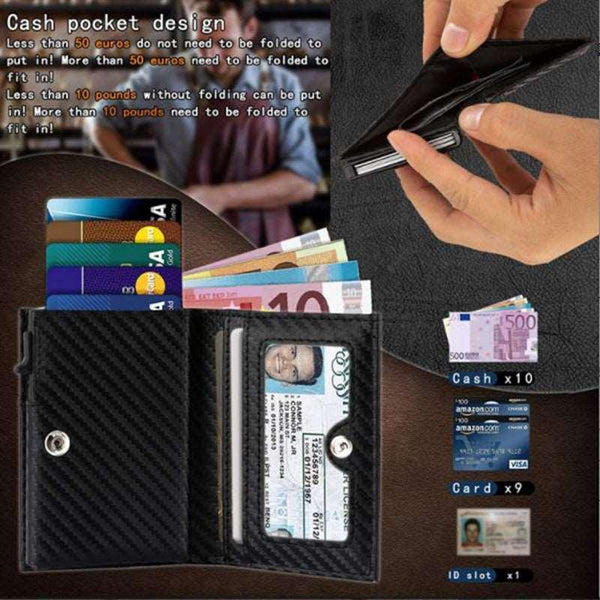 Anti-magnetic Aluminum Box Card Clip Buckle Cowhide Money Clip Automatic Card Bag - Mamofa Global Store