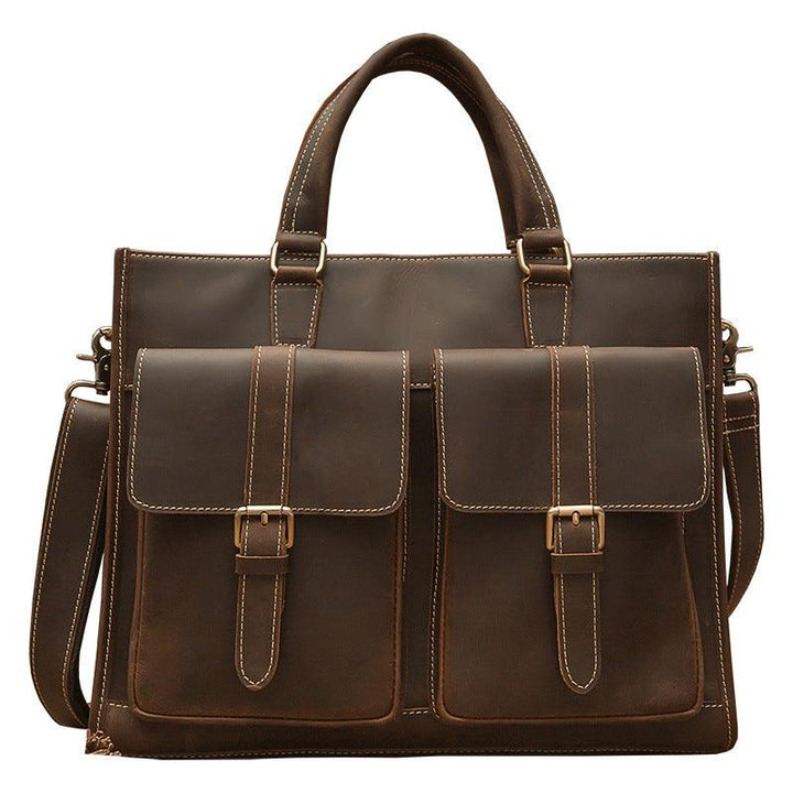 Handmade Vintage Leather Men's Briefcase - Mamofa Global Store