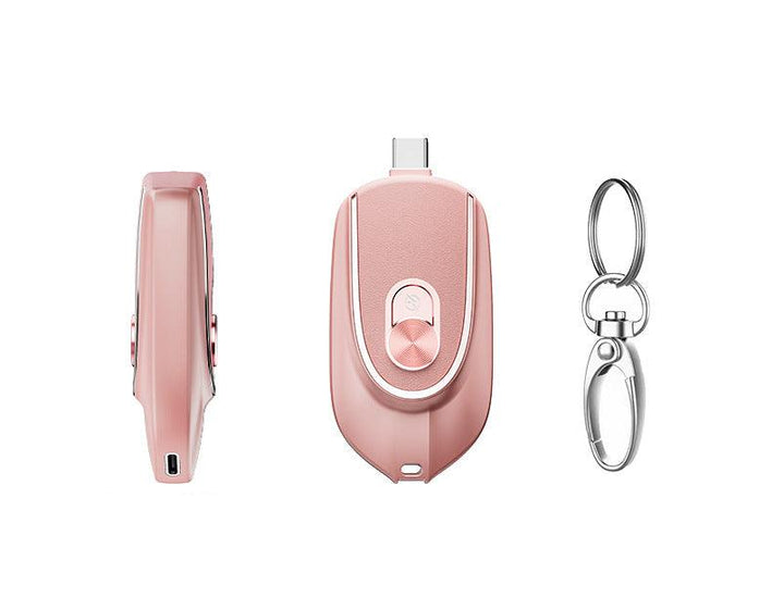 2 In 1 Mini Keychain Power Bank Keyring Hanging Buckle 2 Output Interfaces 5V 1200MAH Backup Power Bank Retractable Plug Waterproof Phone Charging Accessories - Mamofa Global Store