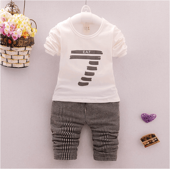 2021 spring and autumn new boys and girls zipper striped trousers suit children's suit - Mamofa Global Store