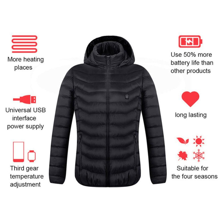 New Heated Jacket Coat USB Electric Jacket Cotton Coat Heater Thermal Clothing - Mamofa Global Store