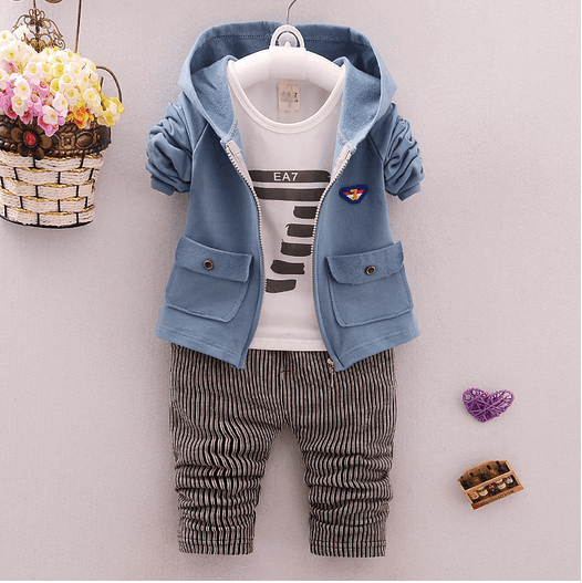 2021 spring and autumn new boys and girls zipper striped trousers suit children's suit - Mamofa Global Store