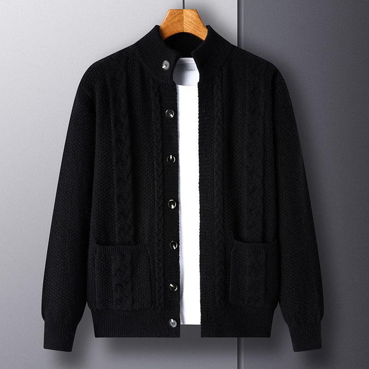 Young And Middle-aged Thick Knit Cardigan Retro Jacquard Loose-fitting Sweater Jacket - Mamofa Global Store