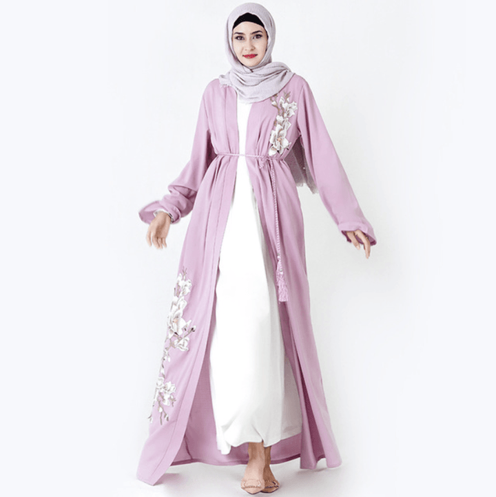 Embroidered Cardigan Dubai Dress - Mamofa Global Store