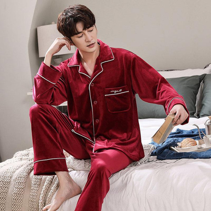 Double-sided island velvet couple pajamas - Mamofa Global Store