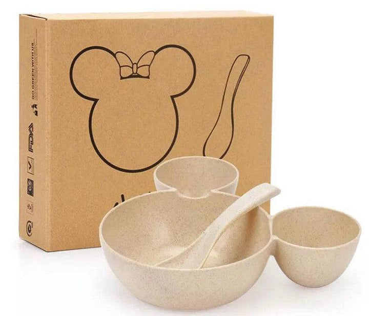 Wheat Straw, Children's Bowl, Cartoon, Wheat Chopsticks, Fork Spoon, Fruit Dish, Mickey's Bowl, Lovely Gift Set - Mamofa Global Store