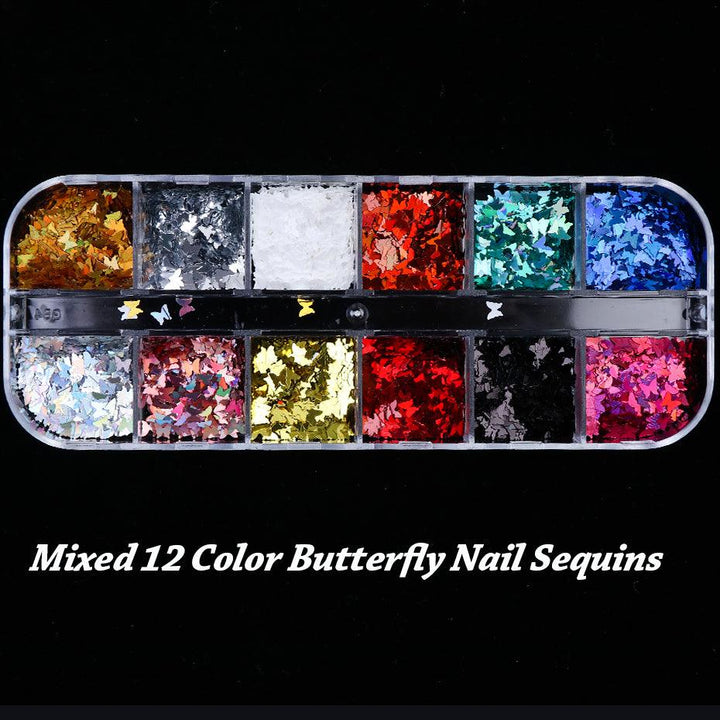 Symphony butterfly sequin nail decoration - Mamofa Global Store