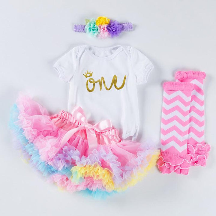 Baby girl baby birthday dress alphabet romper - Mamofa Global Store