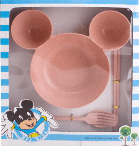 Wheat Straw, Children's Bowl, Cartoon, Wheat Chopsticks, Fork Spoon, Fruit Dish, Mickey's Bowl, Lovely Gift Set - Mamofa Global Store