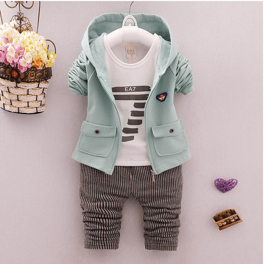 2021 spring and autumn new boys and girls zipper striped trousers suit children's suit - Mamofa Global Store