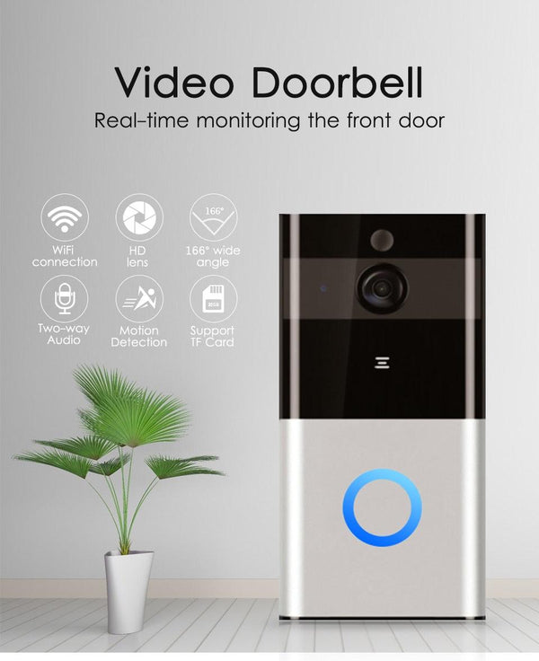 Marlboze 720P WIFI Visual Doorbell Wireless Intercom Doorbell PIR Motion Detection Night View SD card Video Smart Doorbell Ring - Mamofa Global Store