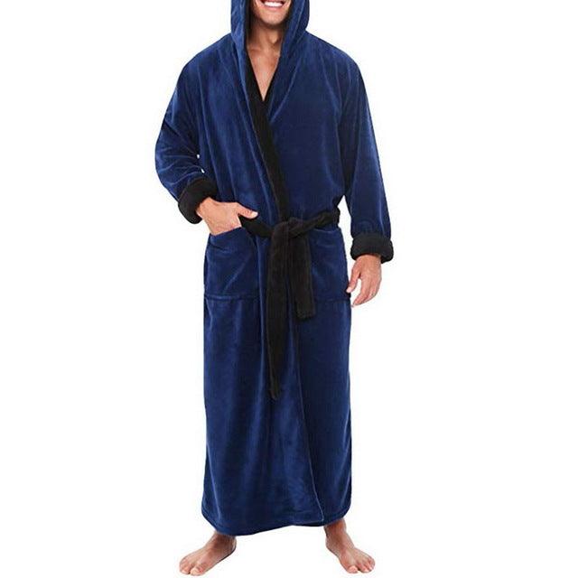 Men BathRobe Flannel Hooded Thick Casual Winter - Mamofa Global Store