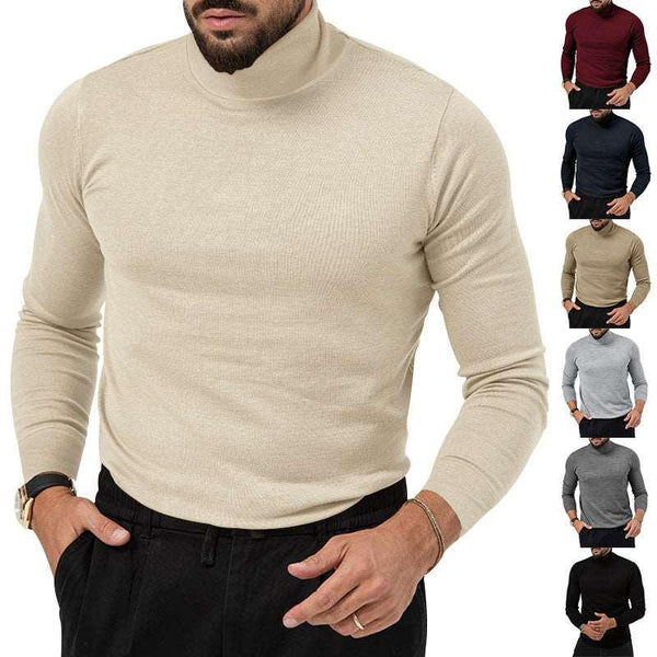 Autumn And Winter New High-elastic Turtleneck Knitted Cashmere Sweater Thickened Young Men's Warm Undercoat - Mamofa Global Store