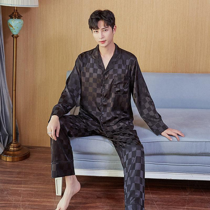 Men's Imitation Silk Spot Thin Pajamas Dad Home Service - Mamofa Global Store