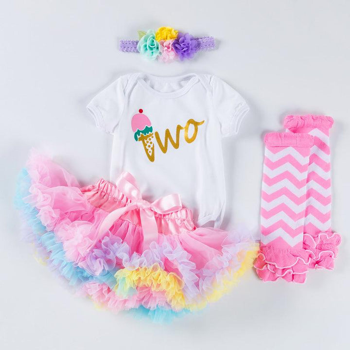 Baby girl baby birthday dress alphabet romper - Mamofa Global Store