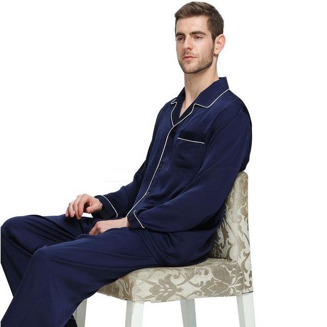 Men's silk satin pajamas suit casual wear - Mamofa Global Store