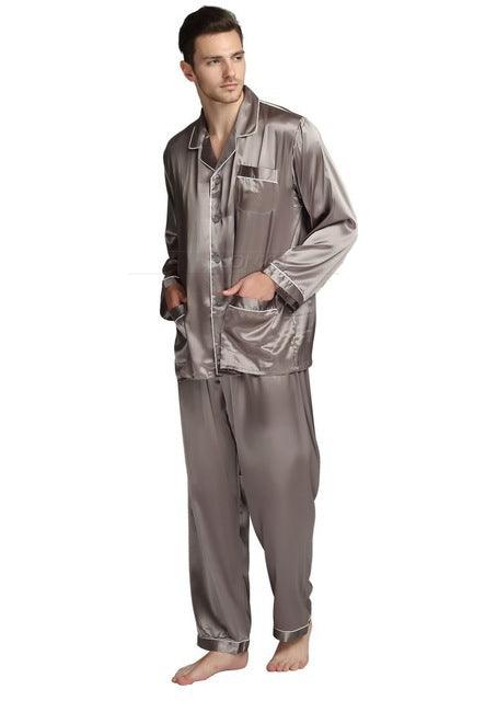 Men's silk satin pajamas suit casual wear - Mamofa Global Store