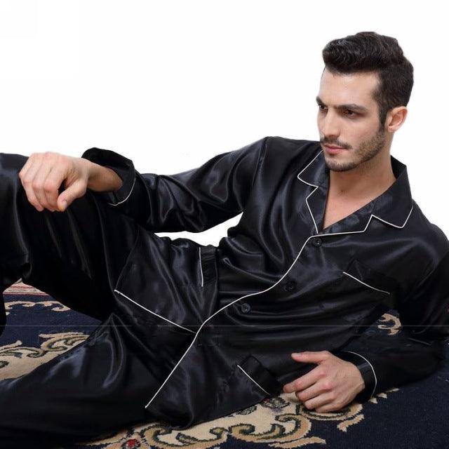 Men's silk satin pajamas suit casual wear - Mamofa Global Store