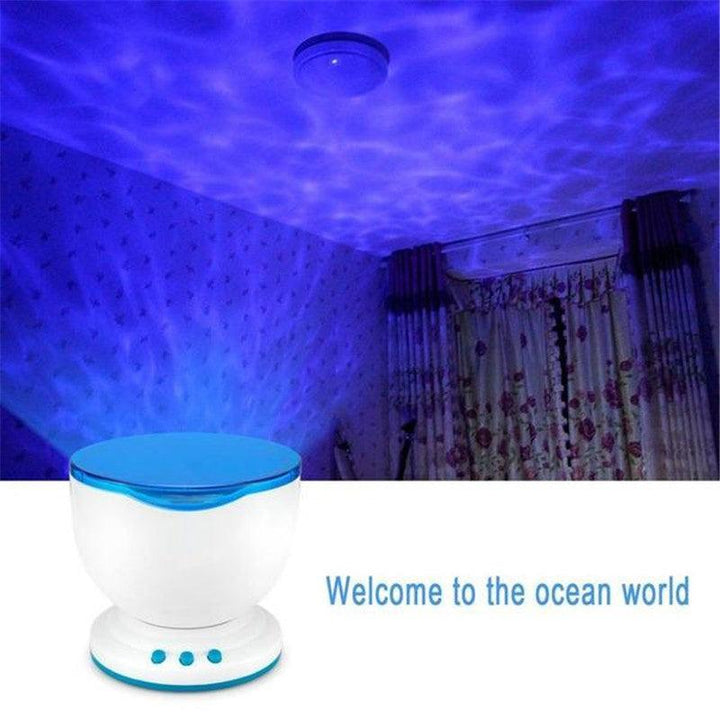 Ocean Wave Projector LED Night Light Remote Control TF Cards Music Player Speaker Aurora Projection - Mamofa Global Store