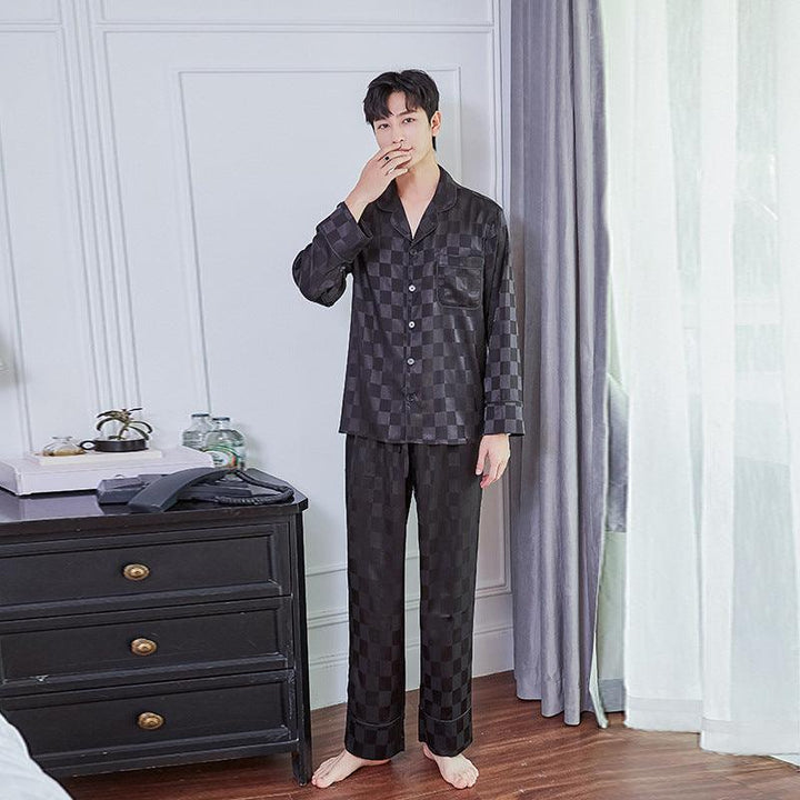 Men's Imitation Silk Spot Thin Pajamas Dad Home Service - Mamofa Global Store