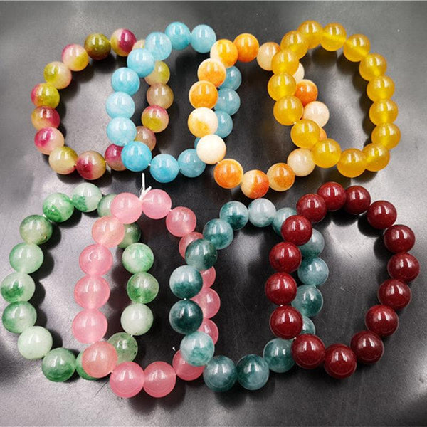 Colorful Floating Flowers Jade Ball Bracelet - Mamofa Global Store