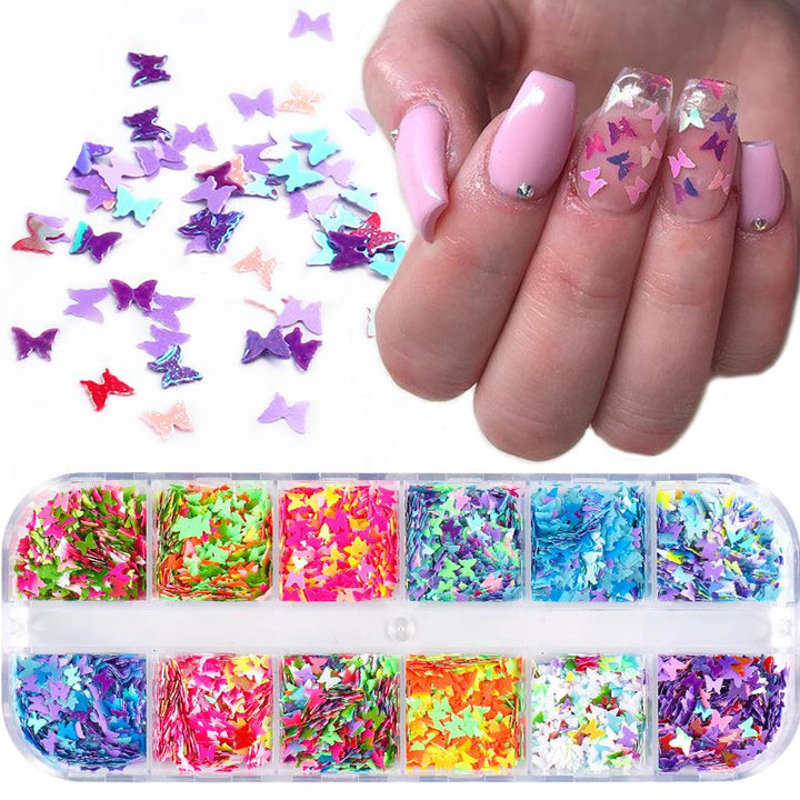 Symphony butterfly sequin nail decoration - Mamofa Global Store