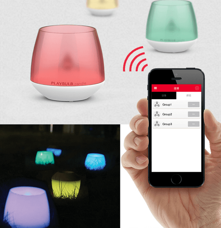 PLAYBULB Electric Smart Candle LED Flameless RGB scented Romantic Flash light Colored Glitter battery operated Candles Holder - Mamofa Global Store