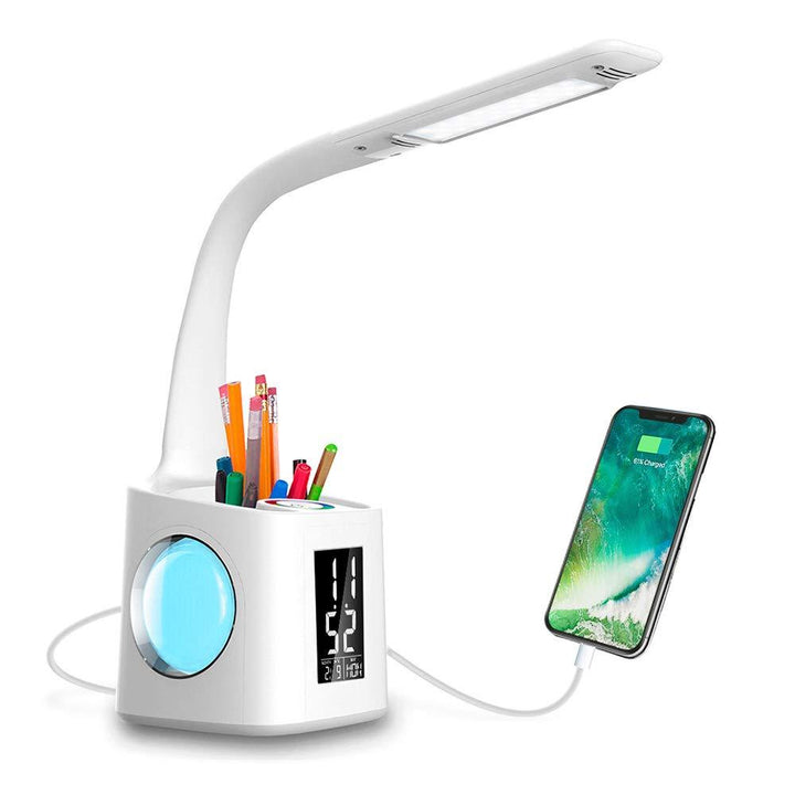 Study LED Desk Lamp USB Charging Port&Screen&Calendar&Colors Night Light Kids Dimmable Table Lamp With Pen Hold - Mamofa Global Store