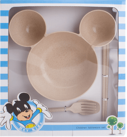 Wheat Straw, Children's Bowl, Cartoon, Wheat Chopsticks, Fork Spoon, Fruit Dish, Mickey's Bowl, Lovely Gift Set - Mamofa Global Store