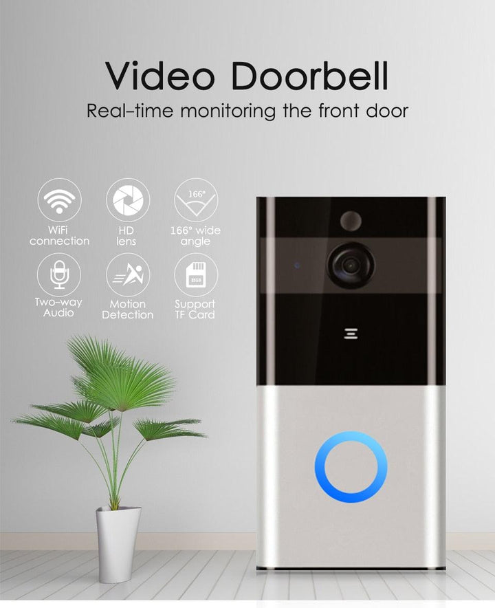 Marlboze 720P WIFI Visual Doorbell Wireless Intercom Doorbell PIR Motion Detection Night View SD card Video Smart Doorbell Ring - Mamofa Global Store