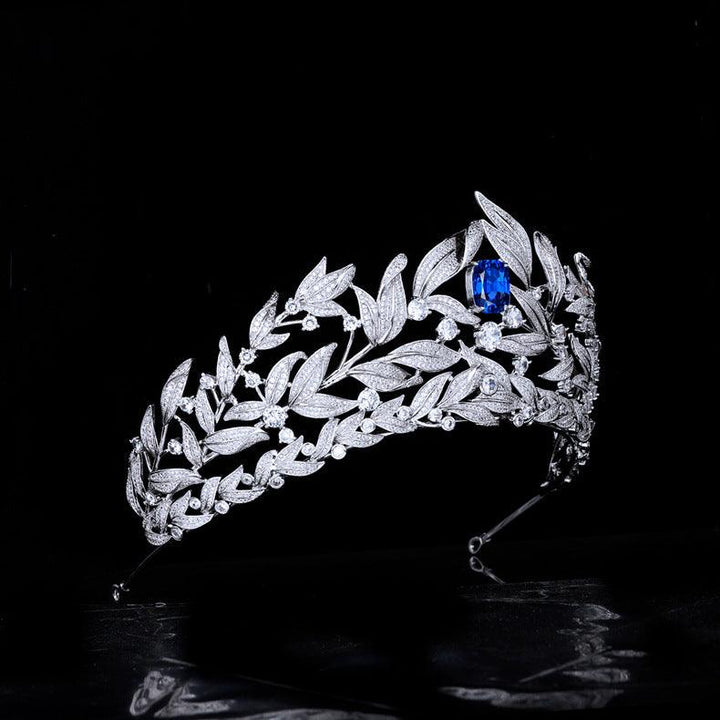 Sapphire Crown Copper Micro Inlay AAA Zircon Crown Wedding Headdress - Mamofa Global Store