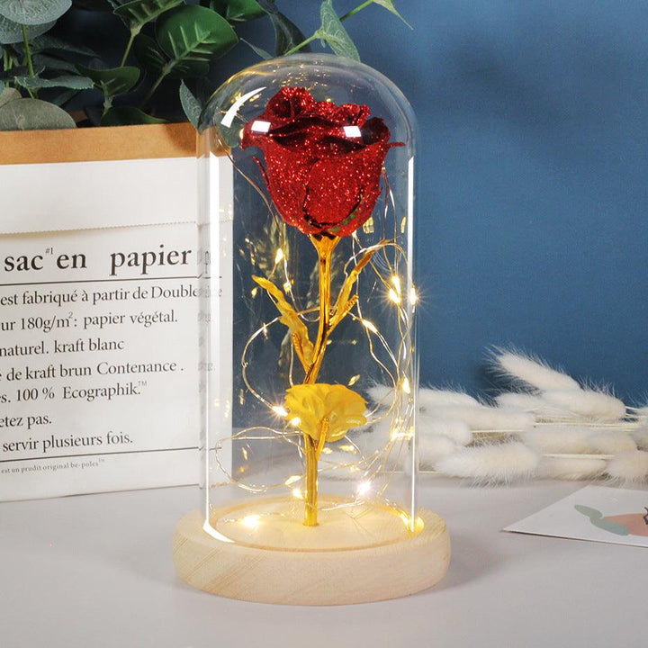 Mothers Day Gift Enchanted Forever Rose Flower In Glass LED Light Home Decoration - Mamofa Global Store